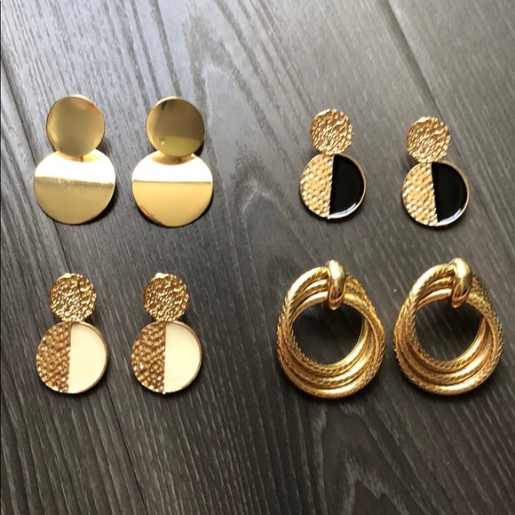 Set of new trendy gold earrings - Picture 3 of 11